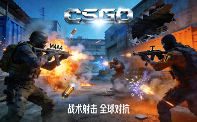 CSGO游戏封面图片，展示反恐精英战术射击对抗场景